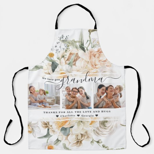 愛おばあちゃん |フローラ3枚のコラージュ エプロン (正面)