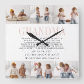 愛おばあちゃん |写真カスタムのコラージュ スクエア壁時計 (正面)