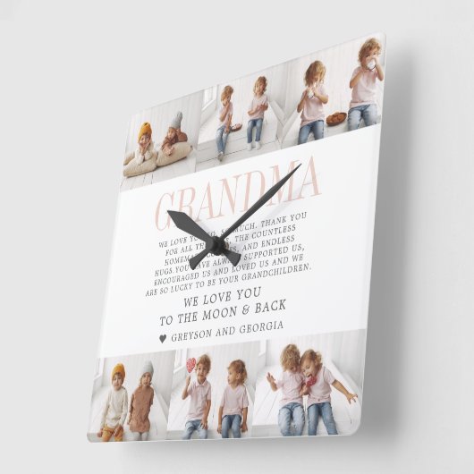 愛おばあちゃん |写真カスタムのコラージュ スクエア壁時計 (傾斜)