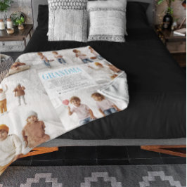 愛おばあちゃん |写真カスタムのコラージュ フリースブランケット