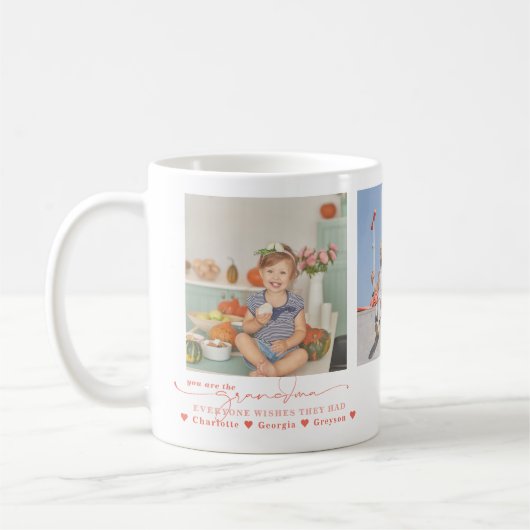 愛おばあちゃん | 3つのフォトコラージュ コーヒーマグカップ (左)