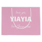 愛おばあちゃんYIAYIAギフトスクリプト名かわいいピンク ラージペーパーバッグ (正面)
