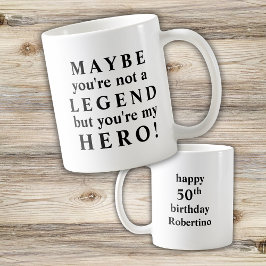 愛おもしろいする伝説マイヒーロー50誕生日 コーヒーマグカップ
