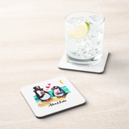 愛おもしろいする動物のペンギン・カップル コースター