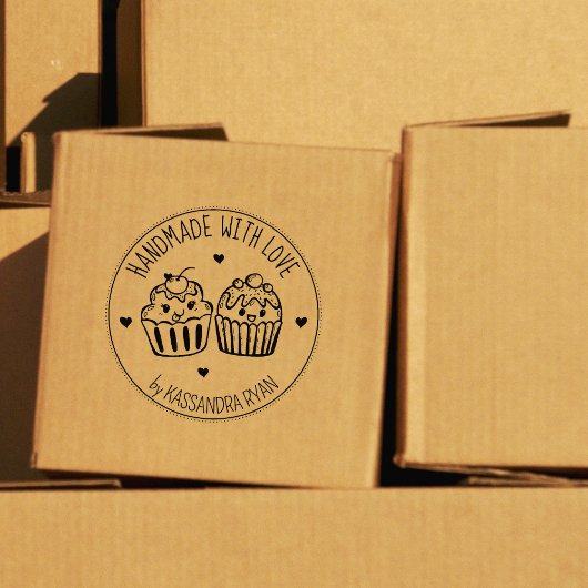 愛おもしろいで手カスタム作りのカップケーキ ラバースタンプ