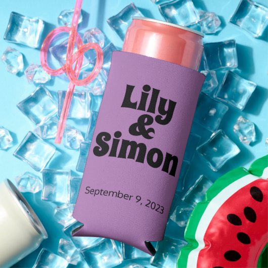 「愛おもしろいに見つかった」ラベンダー結婚式の引き出物 スリム缶クーラー (インサイチュ 夏)
