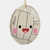 愛おもしろいらしいバレーボールかわいいボールキッドの名前 セラミックオーナメント (右)
