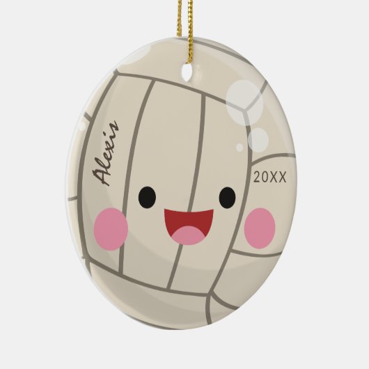 愛おもしろいらしいバレーボールかわいいボールキッドの名前 セラミックオーナメント (右)