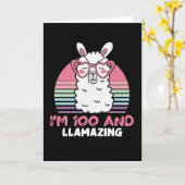 愛おもしろいらしいラマ100誕生日女性向けギフト カード (黄色い花)