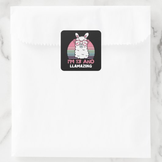 愛おもしろいらしいラマ13誕生日女性向けギフト スクエアシール (バッグ)