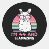 愛おもしろいらしいラマ44誕生日女性向けギフト ラウンドシール (正面)