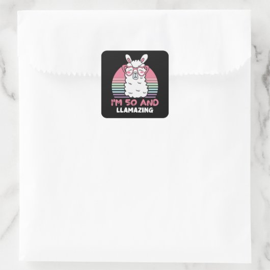 愛おもしろいらしいラマ50誕生日の女性向けギフト スクエアシール (バッグ)