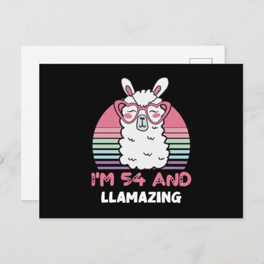 愛おもしろいらしいラマ54誕生日女性向けギフト ポストカード (正面/裏面)
