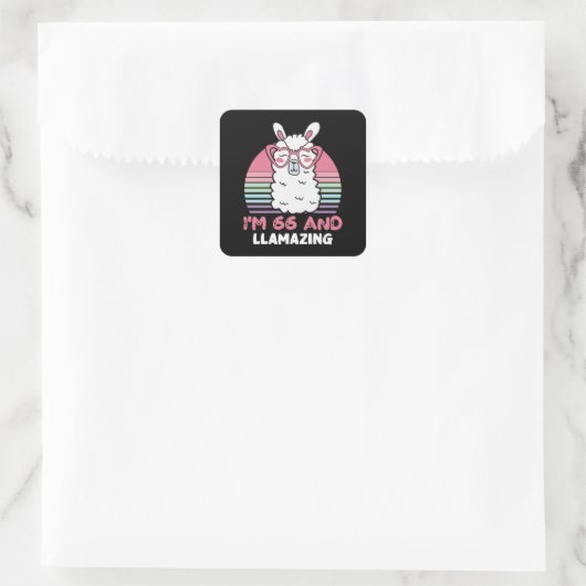 愛おもしろいらしいラマ66誕生日女性向けギフト スクエアシール (バッグ)