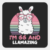 愛おもしろいらしいラマ66誕生日女性向けギフト スクエアシール (正面)