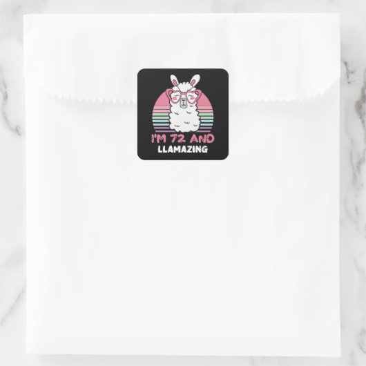 愛おもしろいらしいラマ72誕生日ギフト女性向け スクエアシール (バッグ)