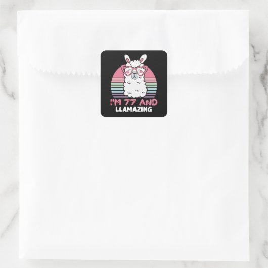 愛おもしろいらしいラマ77誕生日女性向けギフト スクエアシール (バッグ)