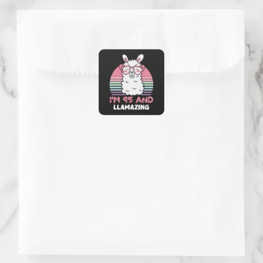 愛おもしろいらしいラマ95誕生日女性向けギフト スクエアシール (バッグ)