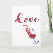 愛おもしろいをこぼしたワイングラスのバレンタインデー シーズンカード (正面)