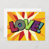 愛おもしろいカラフルモダンタイポグラフィ 案内ポストカード (正面/裏面)