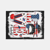 愛おもしろいメッシーブン先生ライフ米国国旗4日 フリースブランケット (正面(横))