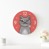 愛おもしろい猫 ラージ壁時計 (ホーム)