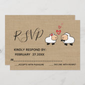 愛おもしろいRSPVかわいい漫画の羊 招待状 (正面/裏面)