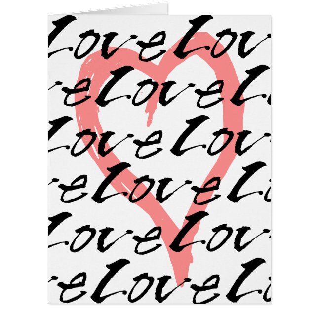 愛およびハートのバレンタインデーの挨拶状 (正面)