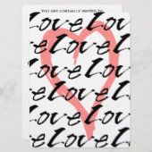 愛およびピンクのハートのかわいらしい結婚式招待状 招待状 (正面/裏面)