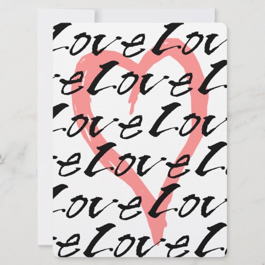 愛およびピンクのハートのかわいらしい結婚式招待状 招待状 (正面)