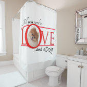 愛およびポメラニア犬 シャワーカーテン (インサイチュ)