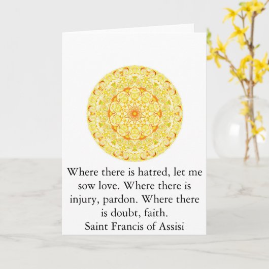 愛および信頼についての引用文聖者アッシジのフランチェスコ カード (黄色い花)