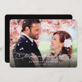 愛および感謝のエレガントな原稿のシックな写真の結婚式 サンキューカード (正面/裏面)