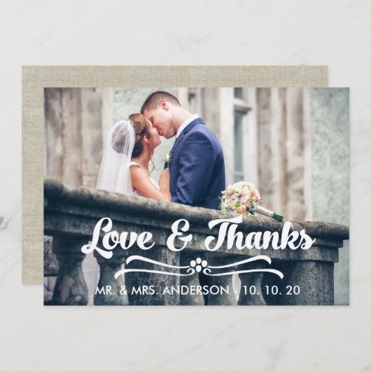 愛および感謝のタイポグラフィは感謝していしています サンキューカード (正面/裏面)