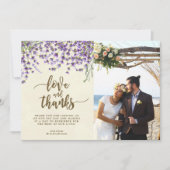 愛および感謝の写真カードラベンダーの花 サンキューカード (正面)