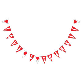 愛および感謝! 結婚式の印の三角形の形 バンティングフラッグ