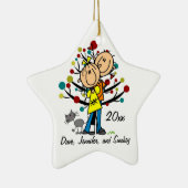 愛および猫のパーソナライズなオーナメントのカップル セラミックオーナメント (右)