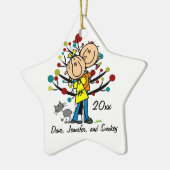 愛および猫のパーソナライズなオーナメントのカップル セラミックオーナメント (左)