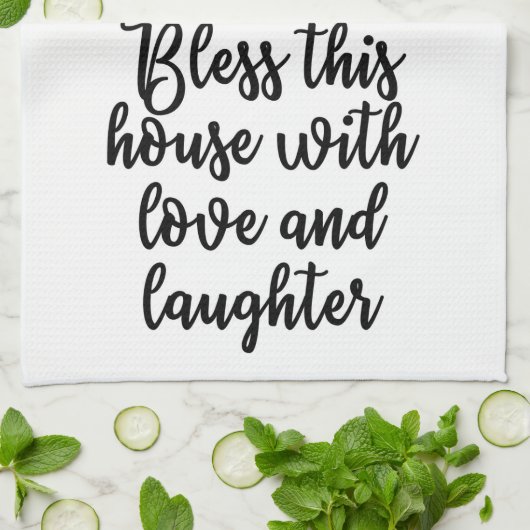 愛および笑い声タオルが付いているこの家を賛美して下さい キッチンタオル (折り畳み)