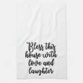 愛および笑い声タオルが付いているこの家を賛美して下さい キッチンタオル (縦)