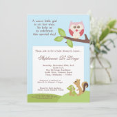 愛および自然の女の子のWoodlaのベビーシャワーの招待状 招待状 (スタンド正面)