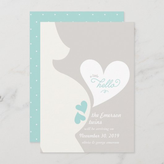 愛お母さんのおなかは妊娠の発表を結び付けます 案内状 (正面/裏面)