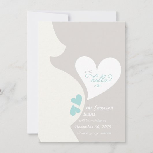 愛お母さんのおなかは妊娠の発表を結び付けます 案内状 (正面)