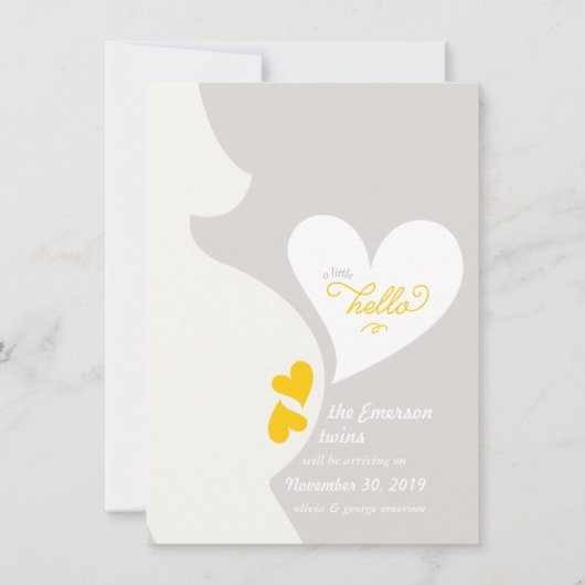 愛お母さんのおなかは妊娠の発表を結び付けます 案内状 (正面)