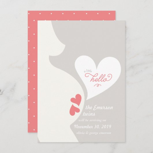 愛お母さんのおなかは妊娠の発表を結び付けます 案内状 (正面/裏面)