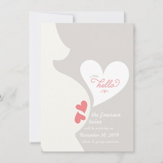 愛お母さんのおなかは妊娠の発表を結び付けます 案内状 (正面)