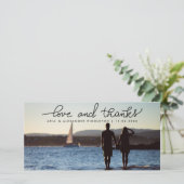 愛お洒落と感謝していの結婚手書き サンキューカード (スタンド正面)