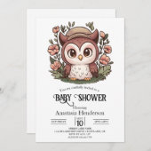 愛お洒落らしいフクロウ赤ちゃんシャワー 招待状 (正面/裏面)