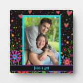 愛お洒落ハート写真カスタマイズ名黒 フォトプラーク (正面)