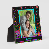 愛お洒落ハート写真カスタマイズ名黒 フォトプラーク (正面)